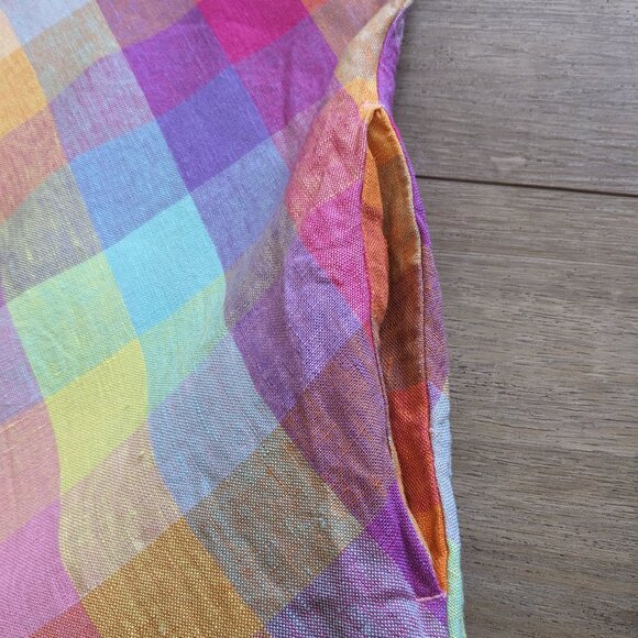 Lands' End Women’s Linen Dress‎ Plaid Multicolor Pocket Relaxed Fit XL Tall - Picture 6 of 13